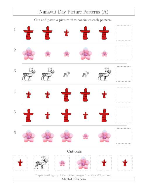 The Nunavut Day Picture Patterns with Size Attribute Only (A) Math Worksheet