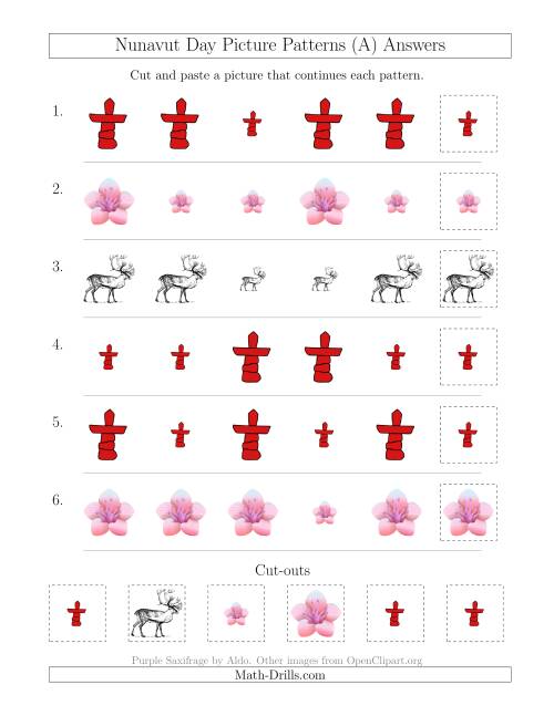 The Nunavut Day Picture Patterns with Size Attribute Only (A) Math Worksheet Page 2