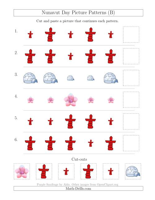 The Nunavut Day Picture Patterns with Size Attribute Only (B) Math Worksheet
