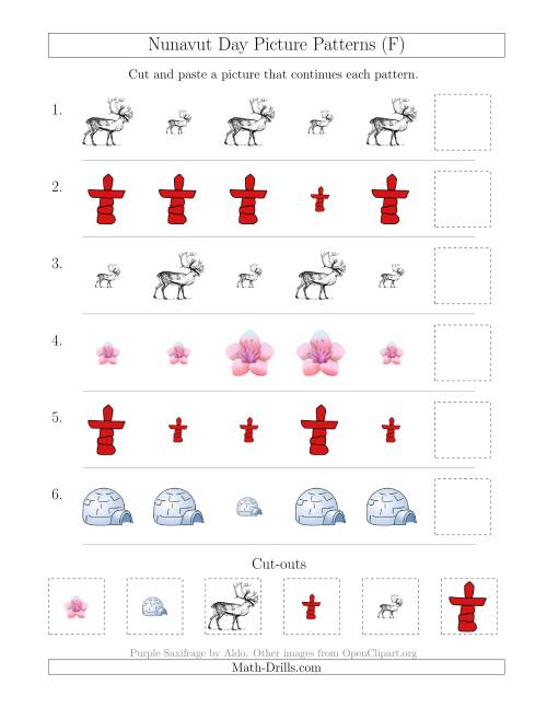 The Nunavut Day Picture Patterns with Size Attribute Only (F) Math Worksheet