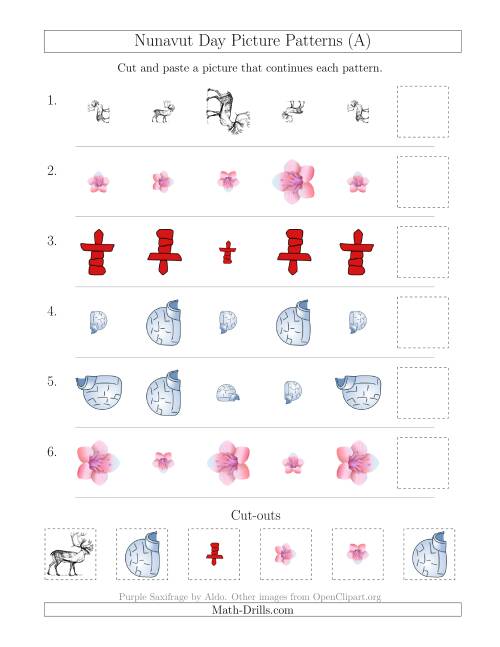 The Nunavut Day Picture Patterns with Size and Rotation Attributes (A) Math Worksheet
