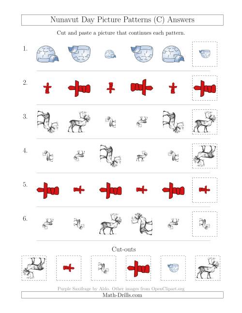 The Nunavut Day Picture Patterns with Size and Rotation Attributes (C) Math Worksheet Page 2