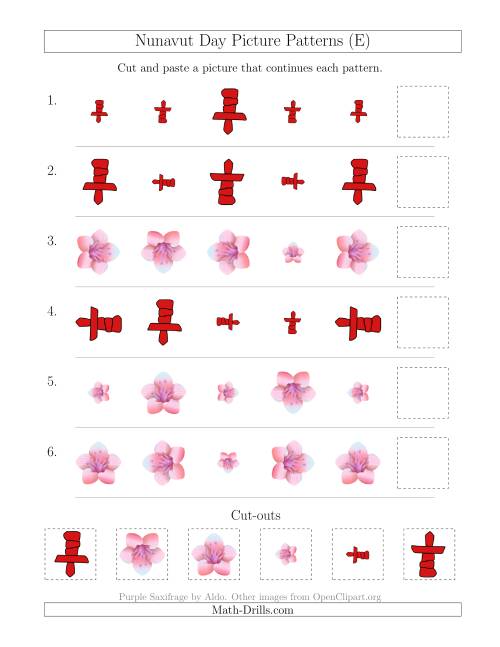 The Nunavut Day Picture Patterns with Size and Rotation Attributes (E) Math Worksheet