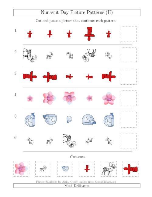 The Nunavut Day Picture Patterns with Size and Rotation Attributes (H) Math Worksheet