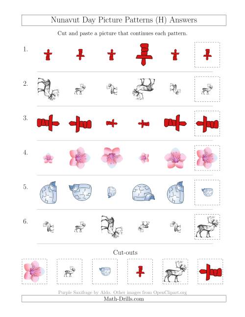 The Nunavut Day Picture Patterns with Size and Rotation Attributes (H) Math Worksheet Page 2