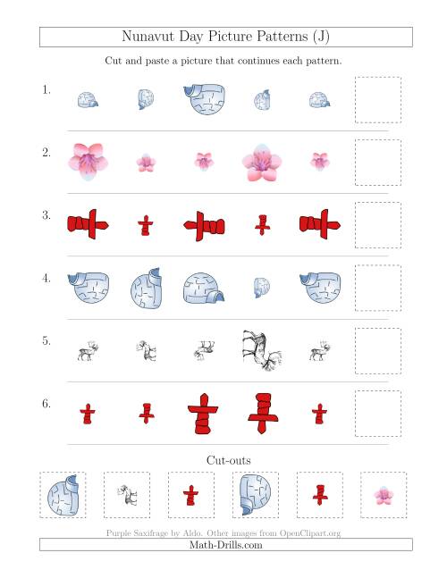 The Nunavut Day Picture Patterns with Size and Rotation Attributes (J) Math Worksheet