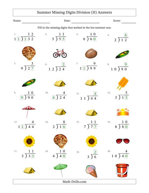 The Summer Missing Digits Division (Easier Version) (H) Math Worksheet Page 2