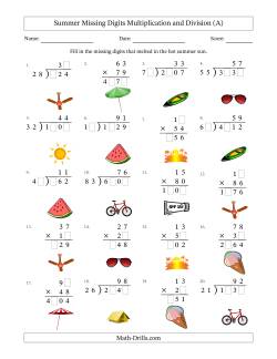 Summer Missing Digits Multiplication and Division (Harder Version)