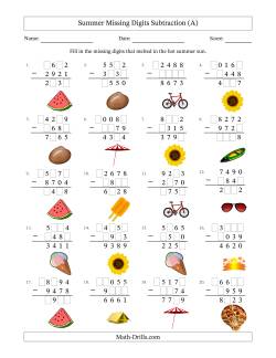 Summer Missing Digits Subtraction (Harder Version)