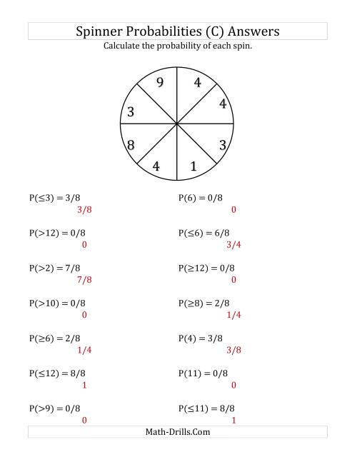 The 8 Section Spinner Probabilities (C) Math Worksheet Page 2