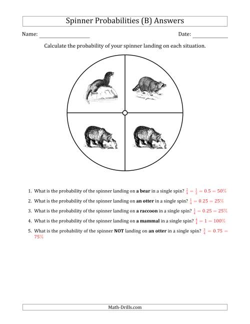 The Non-Numerical Spinners with Pictures (4 Sections) (B) Math Worksheet Page 2