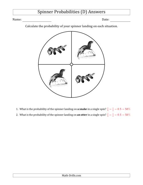 The Non-Numerical Spinners with Pictures (4 Sections) (D) Math Worksheet Page 2