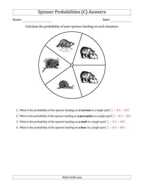 The Non-Numerical Spinners with Pictures (5 Sections) (C) Math Worksheet Page 2