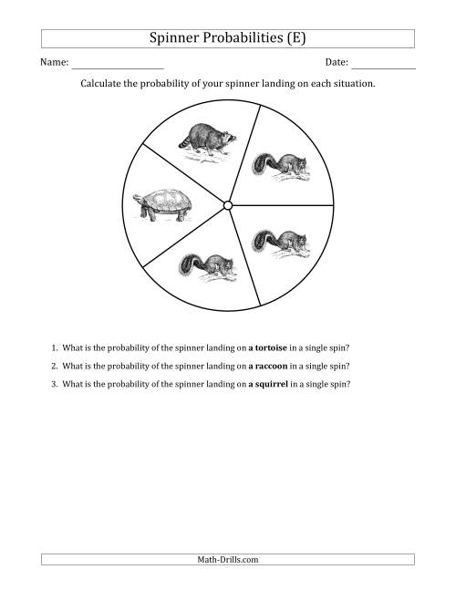 The Non-Numerical Spinners with Pictures (5 Sections) (E) Math Worksheet