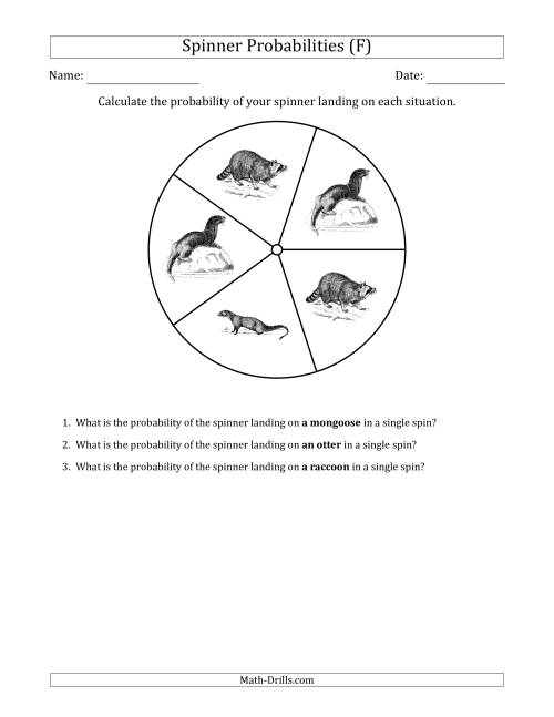 The Non-Numerical Spinners with Pictures (5 Sections) (F) Math Worksheet