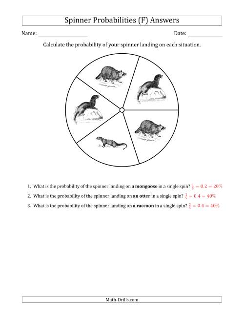 The Non-Numerical Spinners with Pictures (5 Sections) (F) Math Worksheet Page 2
