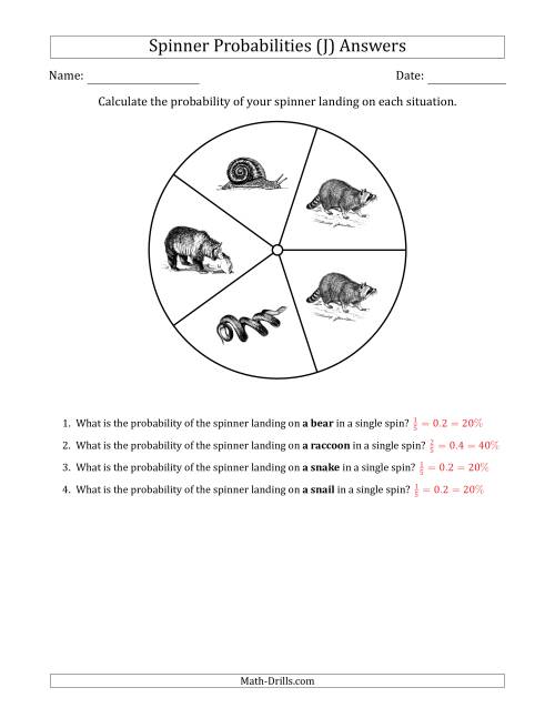 The Non-Numerical Spinners with Pictures (5 Sections) (J) Math Worksheet Page 2