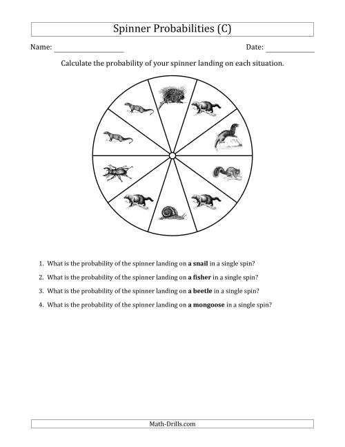 The Non-Numerical Spinners with Pictures (10 Sections) (C) Math Worksheet