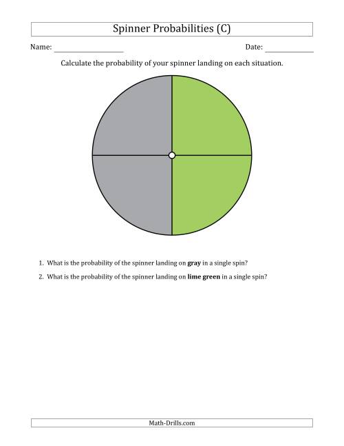 The Non-Numerical Spinners with Colors (4 Sections) (C) Math Worksheet