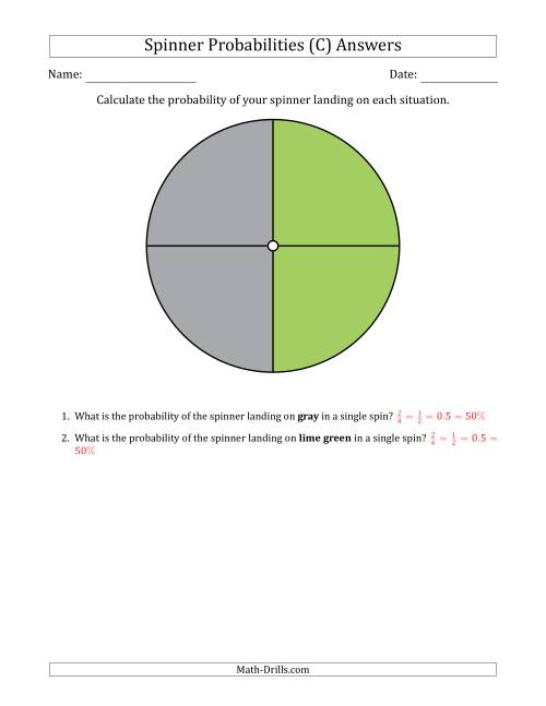 The Non-Numerical Spinners with Colors (4 Sections) (C) Math Worksheet Page 2
