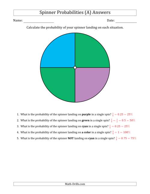 The Non-Numerical Spinners with Colors (4 Sections) (All) Math Worksheet Page 2