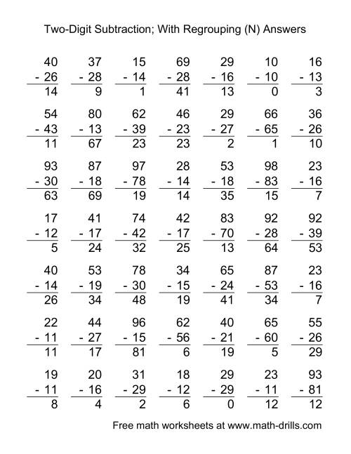 Double Digit Addition And Subtraction Printables W Regrouping 9985