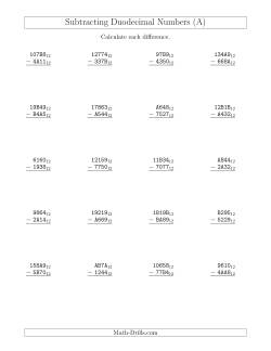 Subtracting Duodecimal Numbers (Base 12)