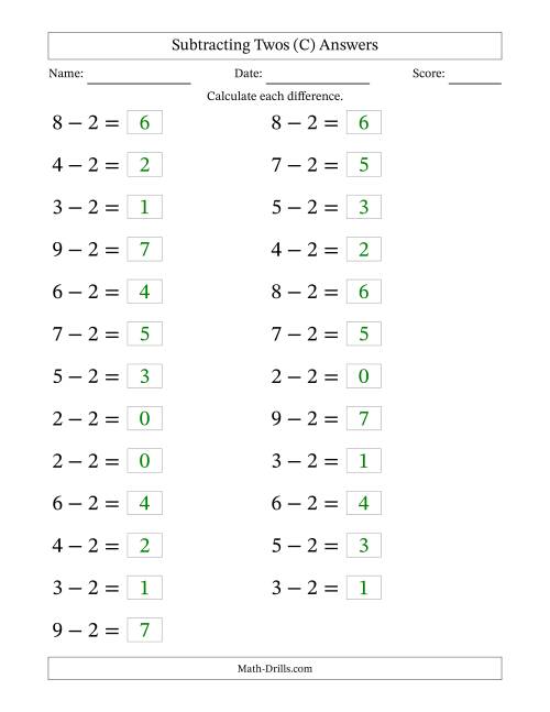 Subtraction Facts -- Subtracting Twos (C)