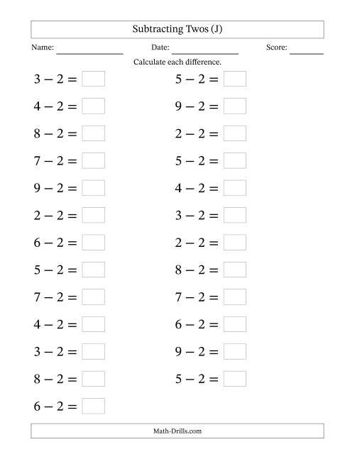 Subtraction Facts -- Subtracting Twos (J)