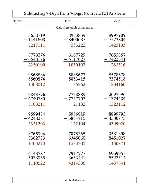 subtracting-7-digit-from-7-digit-numbers-with-no-regrouping-21-questions-c