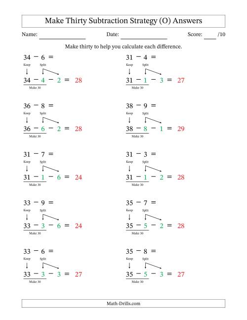 The Make Thirty Subtraction Strategy (O) Math Worksheet Page 2