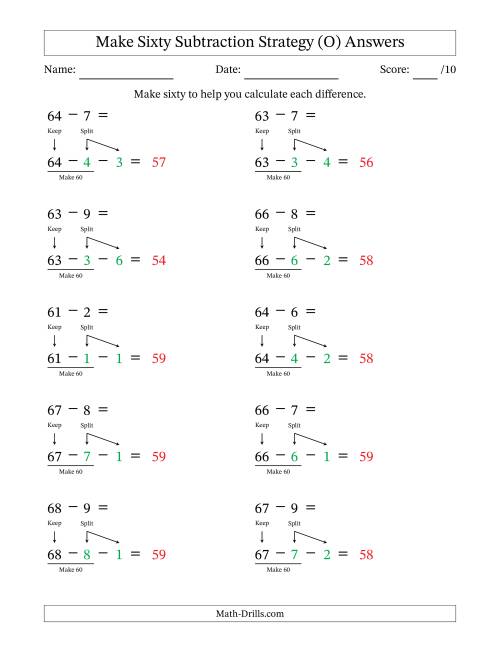 The Make Sixty Subtraction Strategy (O) Math Worksheet Page 2