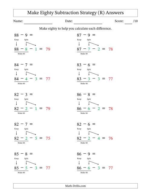 The Make Eighty Subtraction Strategy (R) Math Worksheet Page 2
