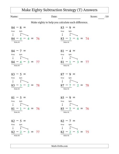 The Make Eighty Subtraction Strategy (T) Math Worksheet Page 2