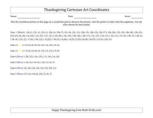 The Cartesian Art Thanksgiving Pilgrim's Hat Math Worksheet Page 2