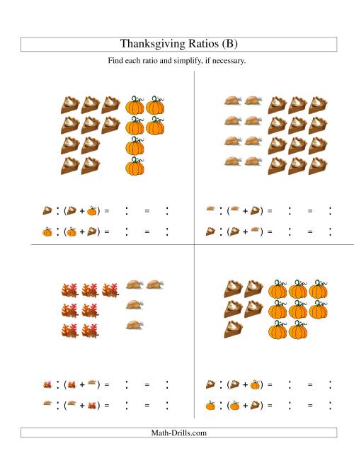 The Thanksgiving Picture Ratios Including Part to Whole Ratios (B) Math Worksheet