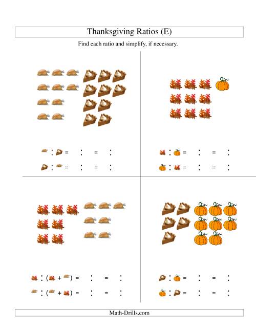 Thanksgiving Picture Ratios Including Part to Whole Ratios (E)