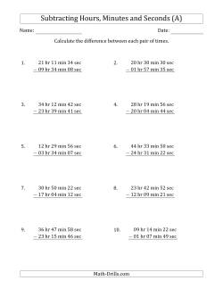 Subtracting Hours, Minutes and Seconds (Long Format)