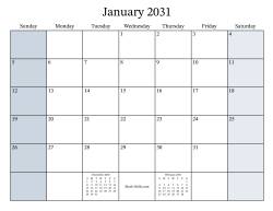 Fillable 2031 Monthly Calendar
