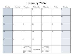 Fillable 2036 Monthly Calendar