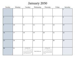 Fillable 2050 Monthly Calendar