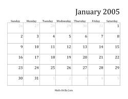 2005 Monthly Calendar