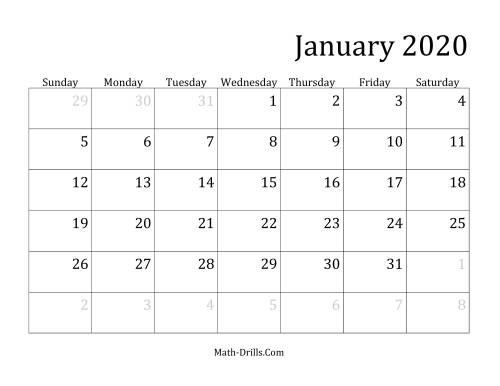 The 2020 Monthly Calendar Math Worksheet