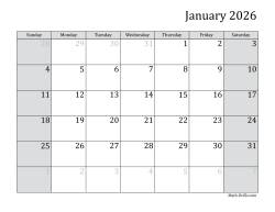 2026 Monthly Calendar