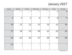 2027 Monthly Calendar