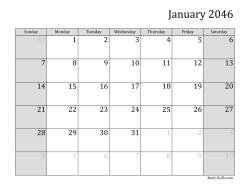 2046 Monthly Calendar