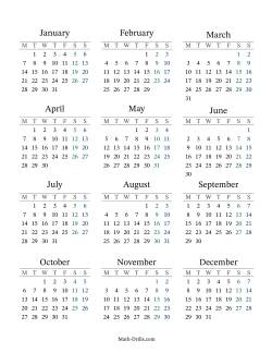 (Fillable Title) General Leap Year Calendar with January 1 on a Tuesday (Monday to Sunday Format)