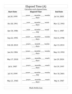 Calculating the Elapsed Time Between Two Dates in Days, Weeks, Months and Years