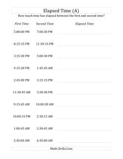 Elapsed Time up to 5 Hours in 15 Minute and 15 Second Intervals