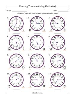 clocks homework sheet